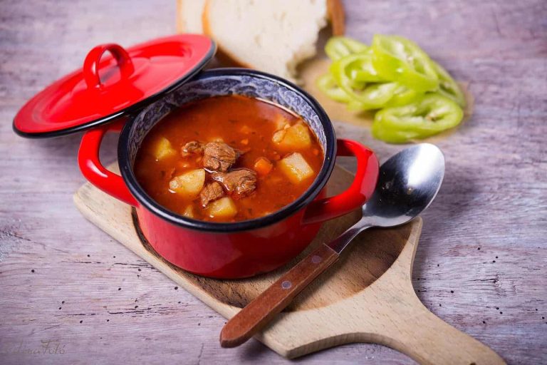 Shot of the Goulash soup served at Fakanál Restaurant