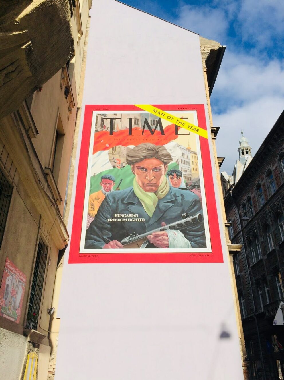 Time Magazine’s Man of the Year mural, a famous piece of street art in Budapest