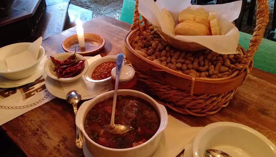 Close up of the goulash and peanuts served at For Sale Pub