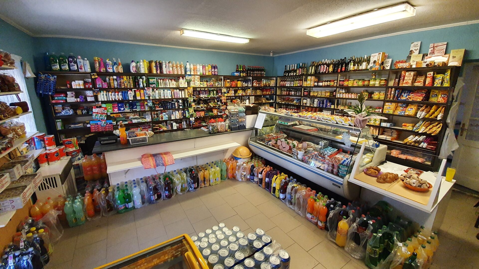 Interior of a typical local shop in Hungary