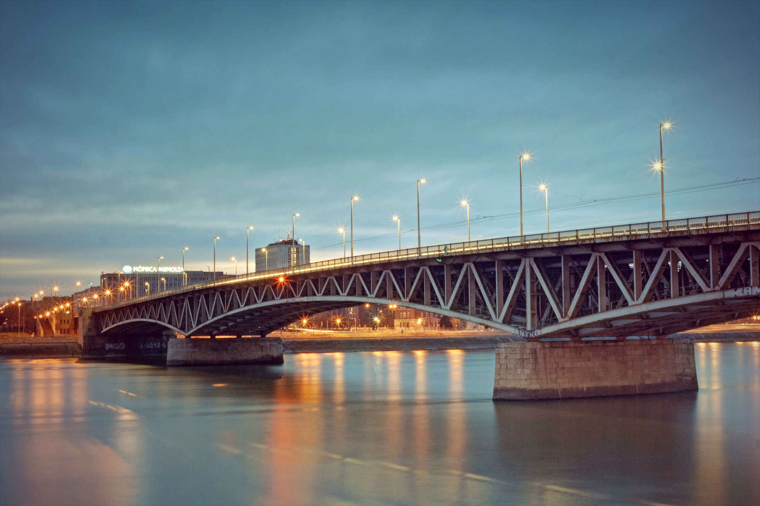 Petőfi Bridge (Petőfi-híd) in Budapest by sunset