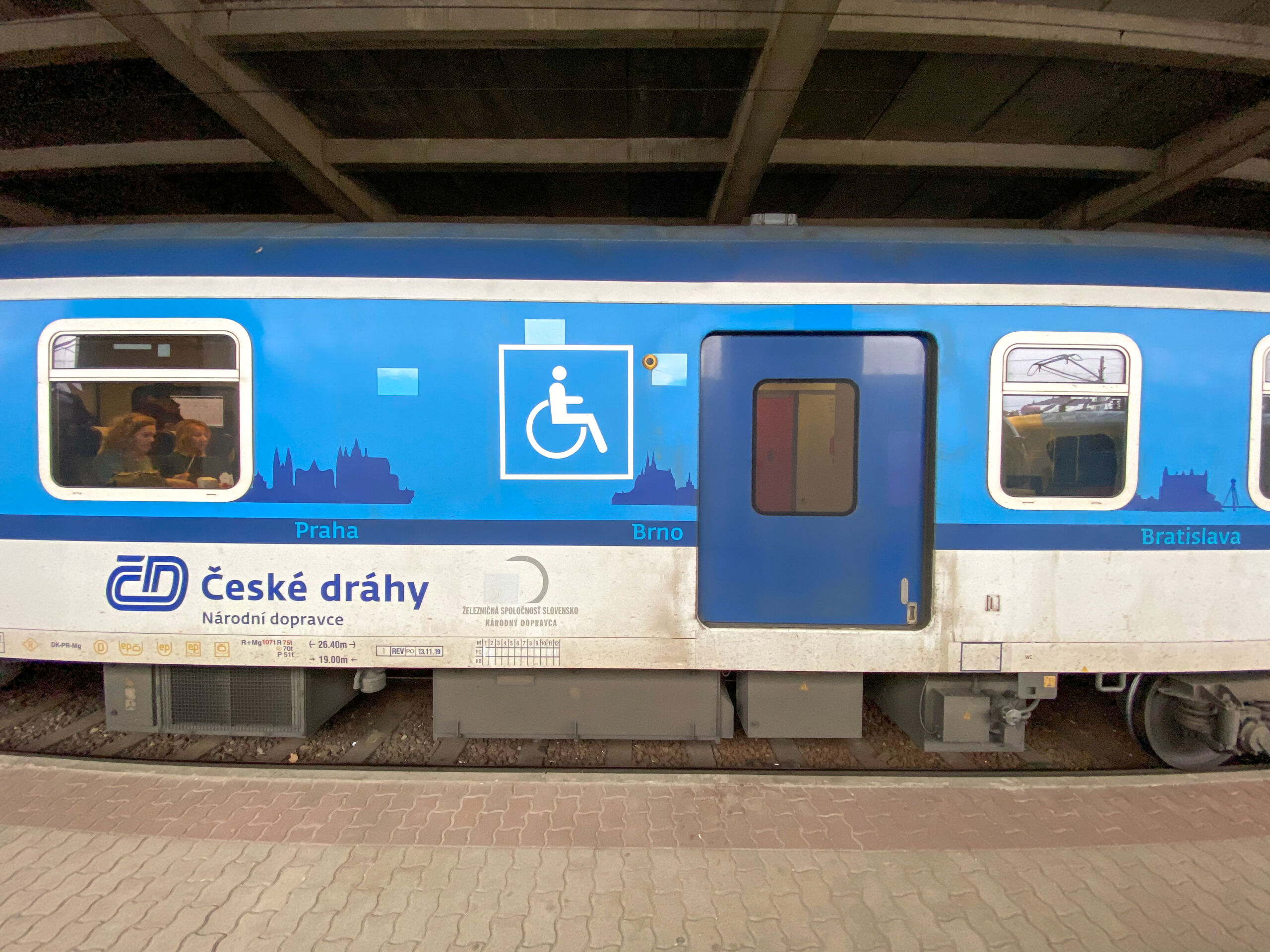 Entrance for the disabled on the train headed to Prague