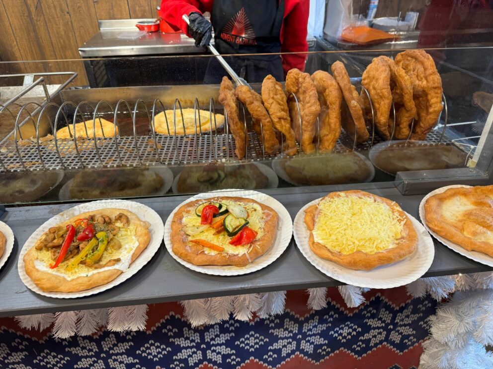 Basilica christmas market food Langos with extras