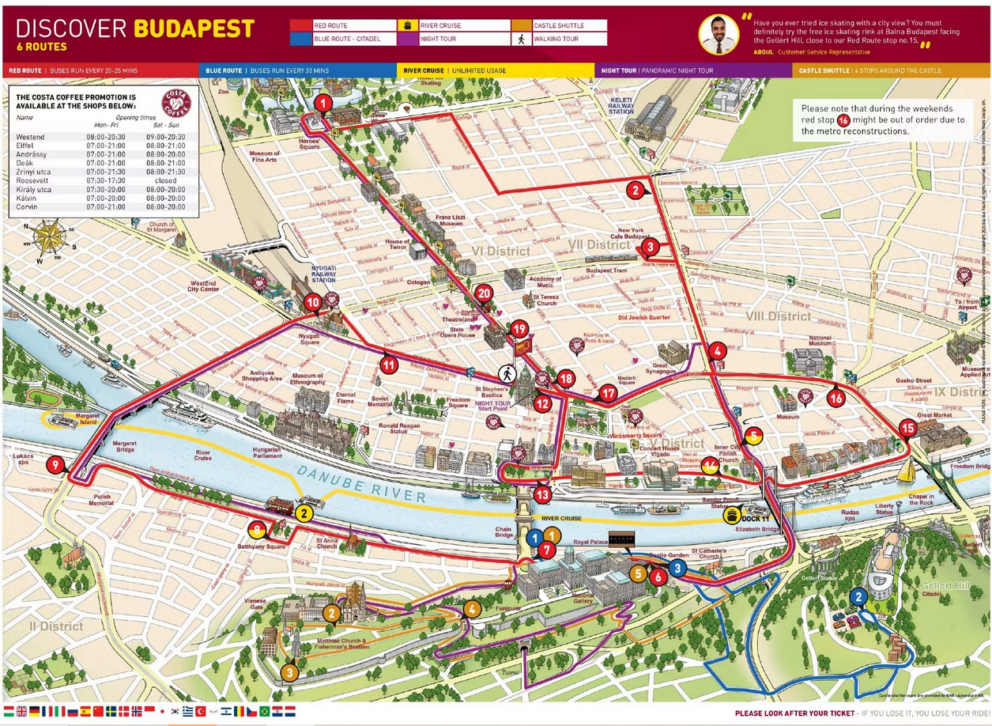 City Sightseeing Budapest bus route map