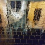 Reflection of Matthias church in rain