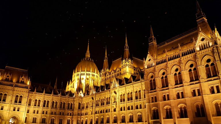 Hungarian parliament building at night