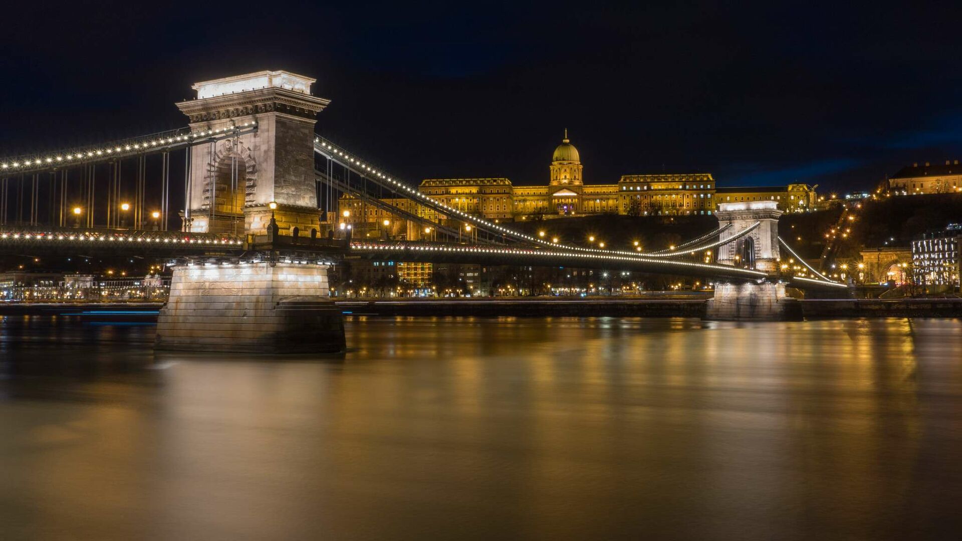  View of Budapest from beneath the Chain Bridge
