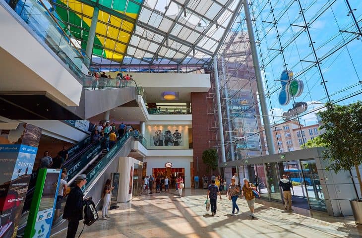 The elegant and modern interior shopping hall of the Allee Mall