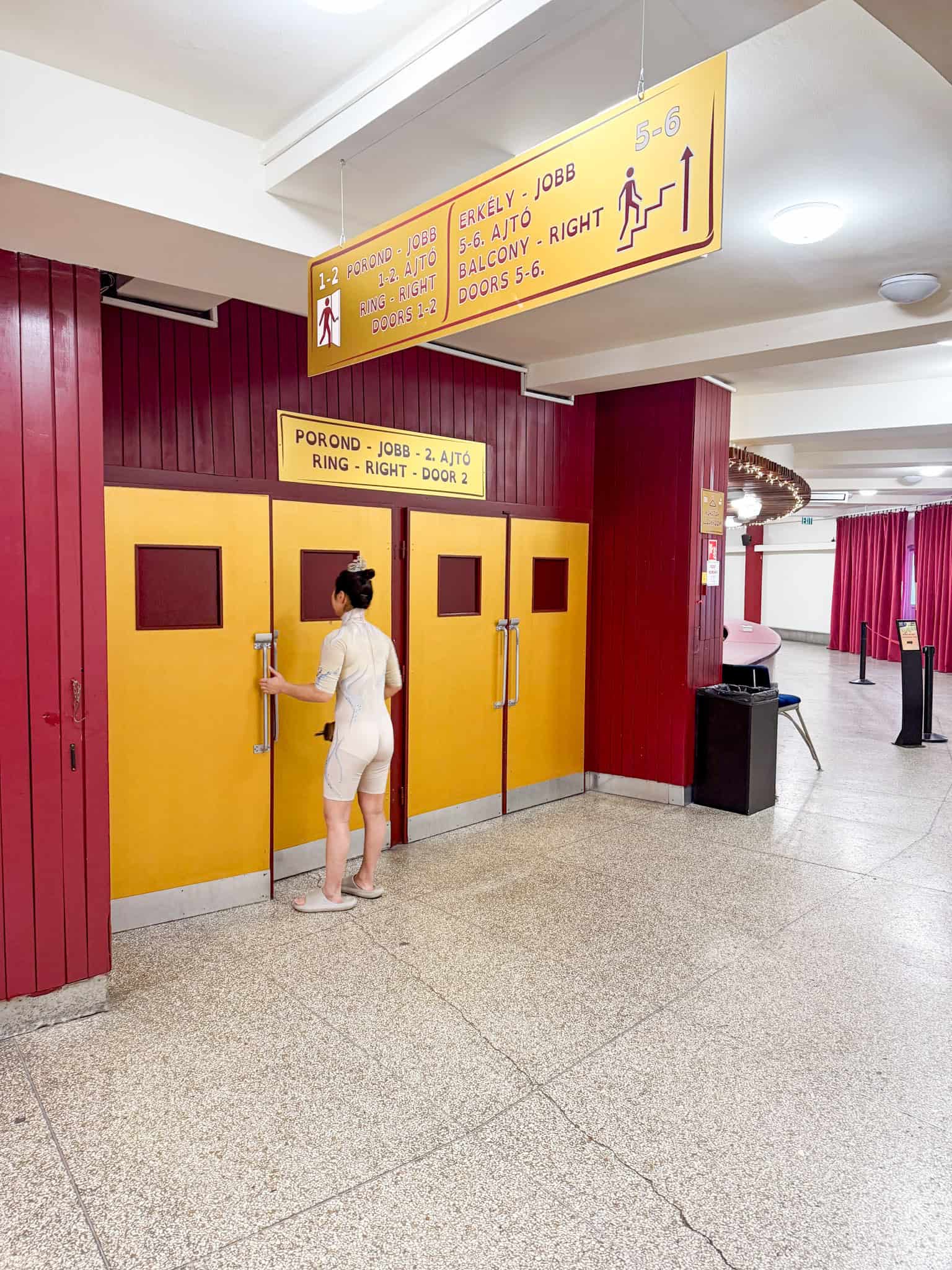 Yellow entrance doors to the arena