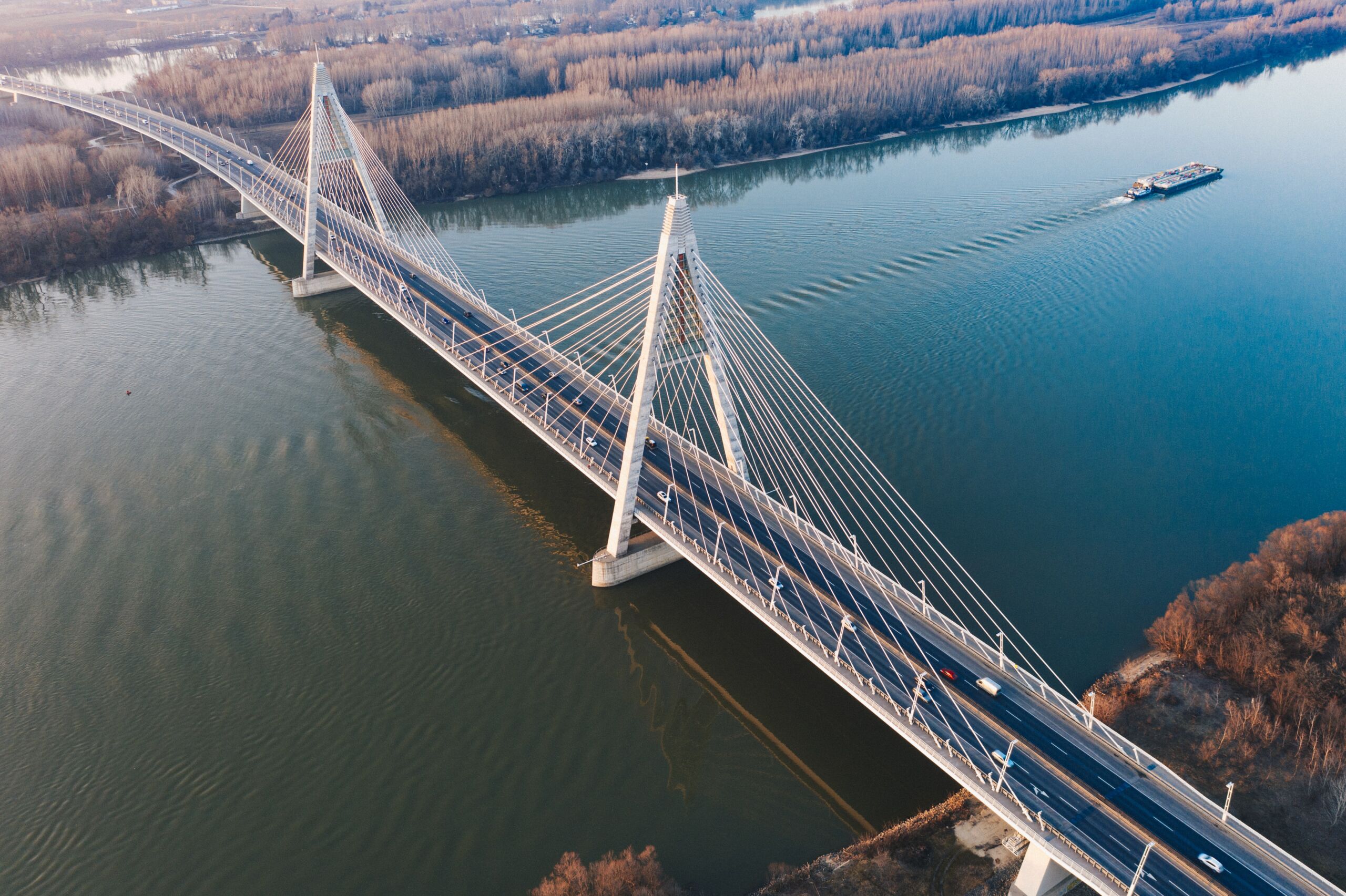 Megyeri Bridge in Budapest from above