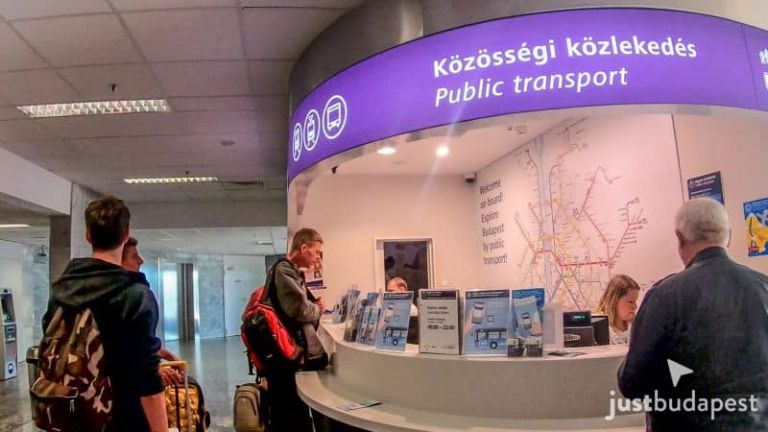 The BKK public transport customer service desk inside the airport arrivals hall