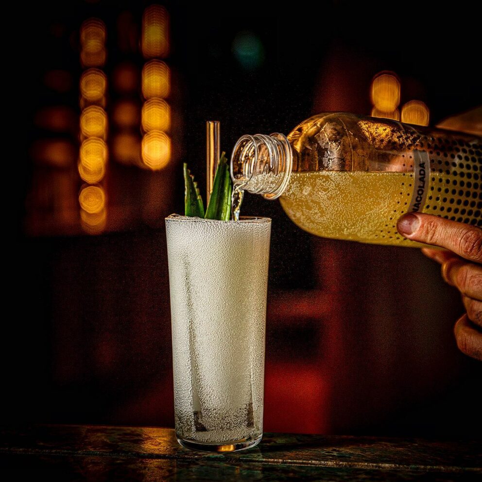 A sophisticated and artistic cocktail served at the Black Swan cocktail bar