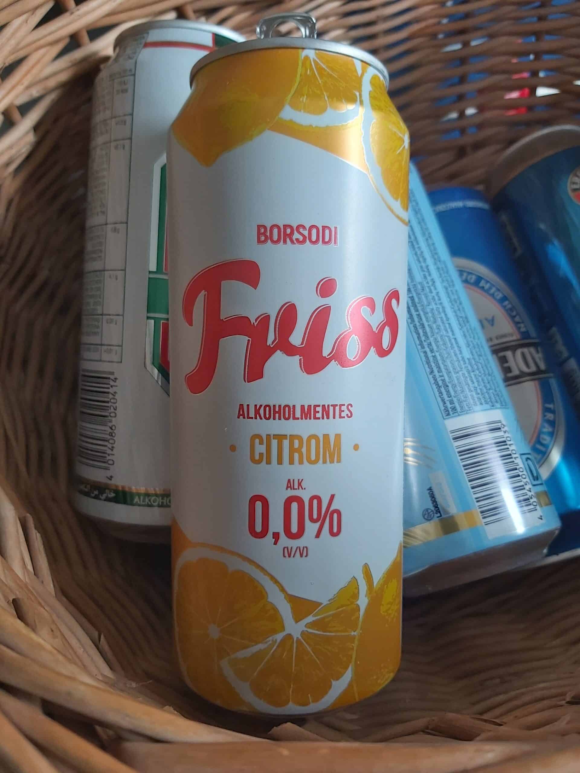 An aluminum can of Borsodi pale lager beer