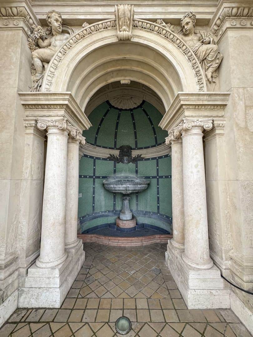 The impressive Castle Garden Neptune Fountain located within the historic Buda Castle District in Budapest