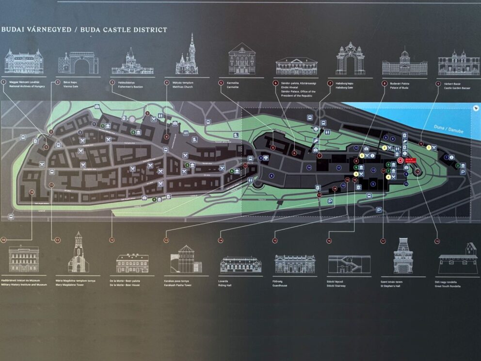The impressive District Map located within the historic Buda Castle District in Budapest