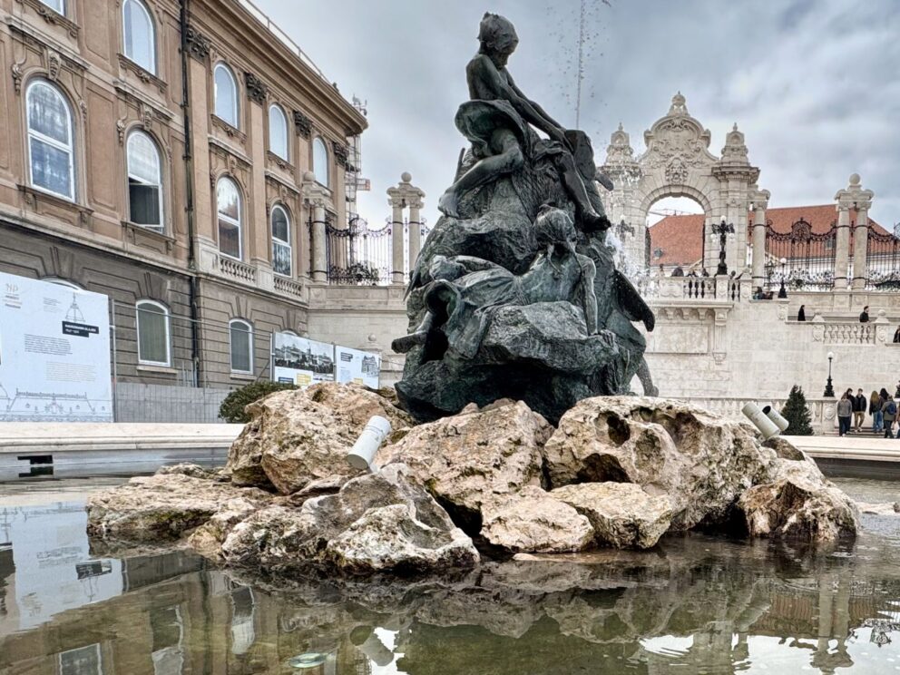 The impressive Fountain Of The Fishermans Children located within the historic Buda Castle District in Budapest