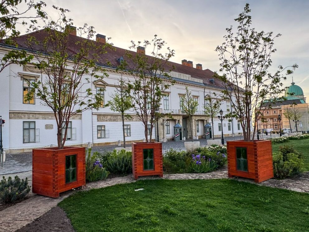 The impressive Glass Tree located within the historic Buda Castle District in Budapest