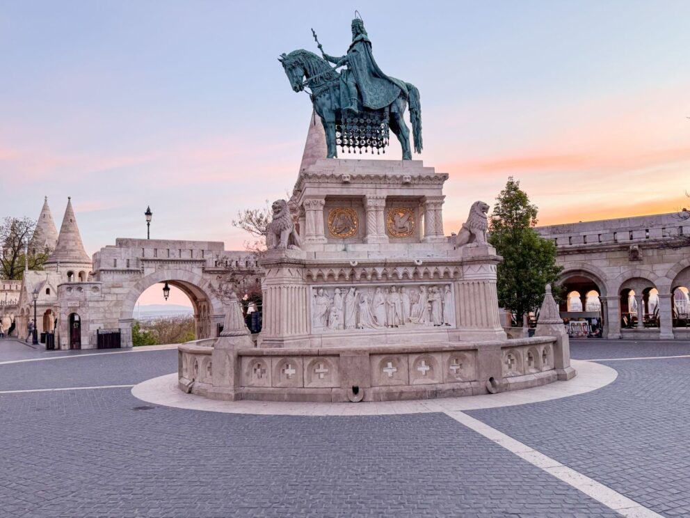 The impressive The Equestrian Statue Of Saint Stephen located within the historic Buda Castle District in Budapest