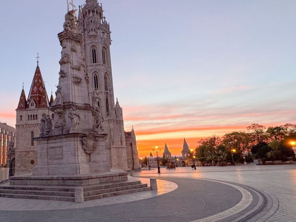 The impressive The Holy Trinity Column located within the historic Buda Castle District in Budapest