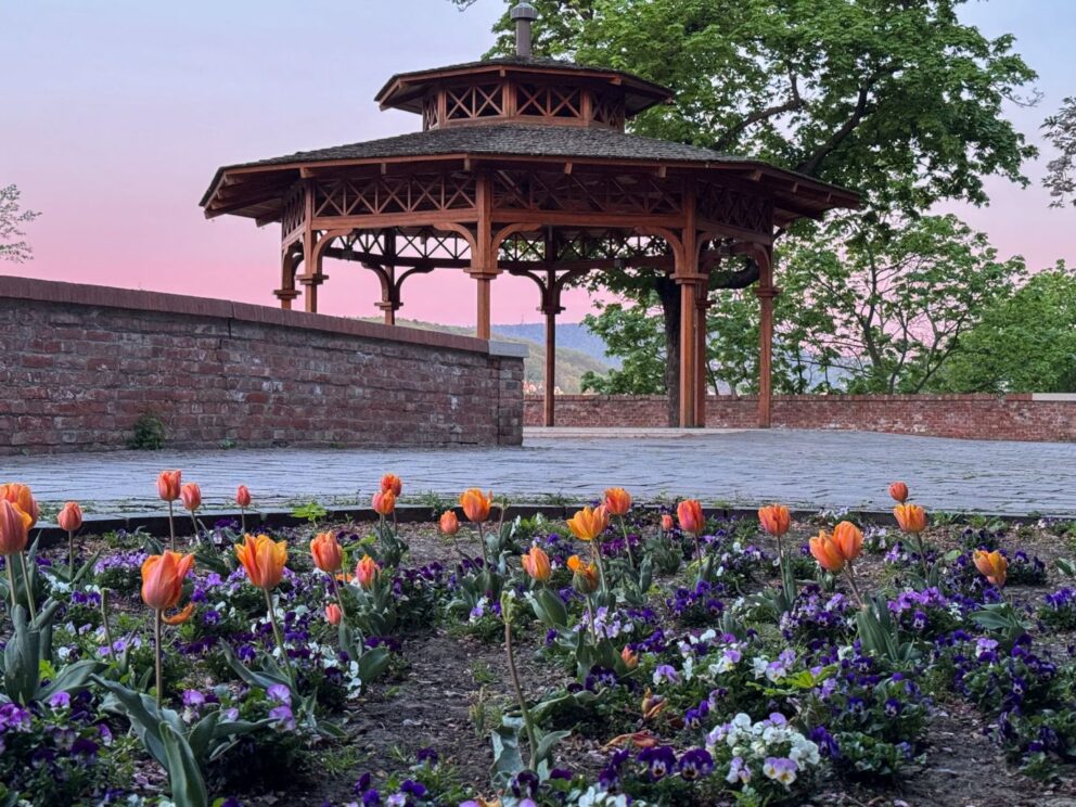 The impressive Toth Arpad Setany Pavilon located within the historic Buda Castle District in Budapest