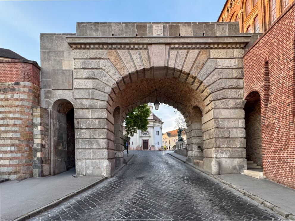The impressive Vienna Gate located within the historic Buda Castle District in Budapest
