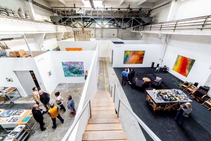 The airy industrial exhibition hall of the Budapest Art Factory