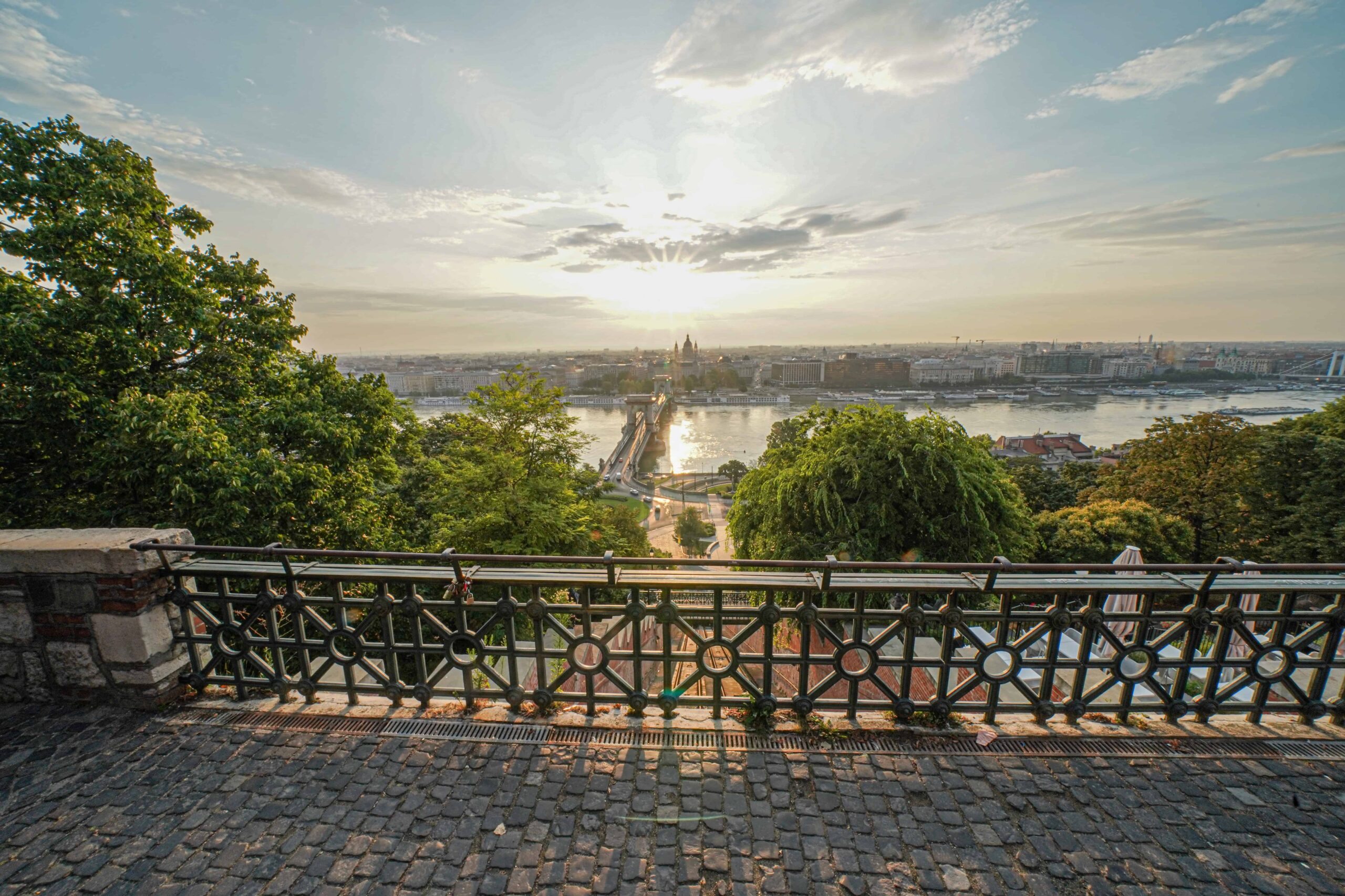 Breathtaking panoramic view of the Chain Bridge and Pest side from the Funicular
