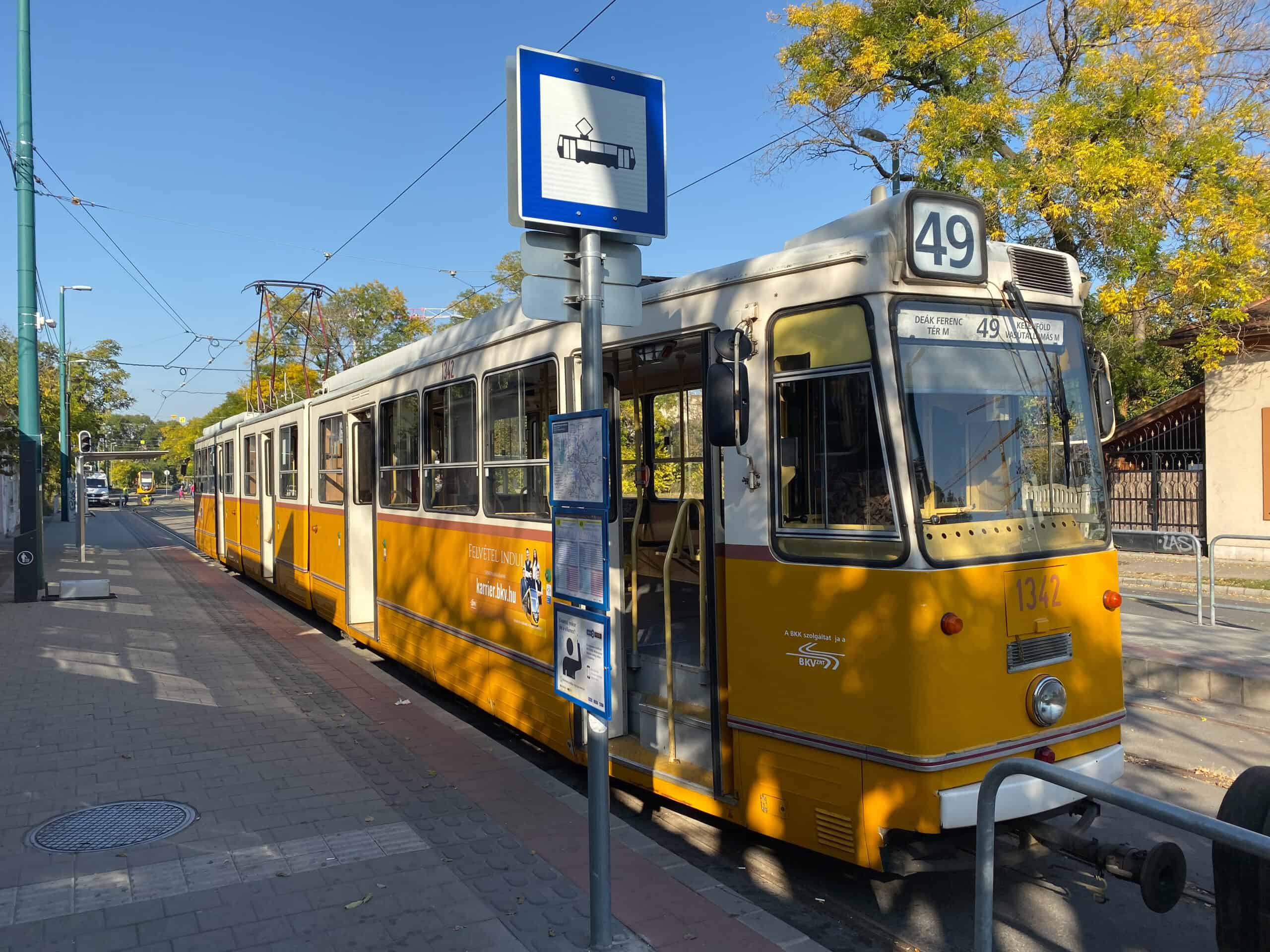 Tram 49 on duty linking Kelenföld station with the heart of Budapest