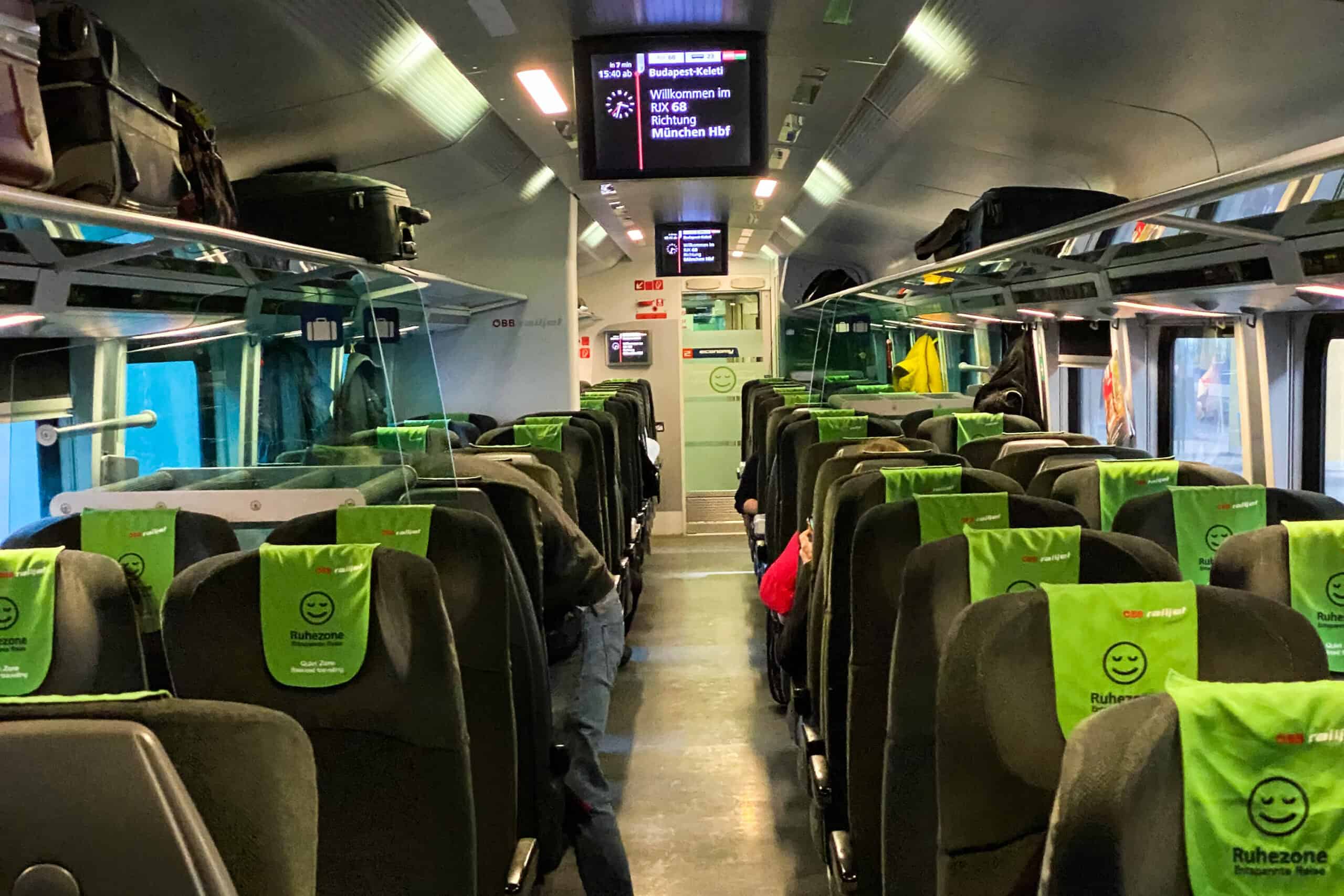 The scenic countryside view from a train window