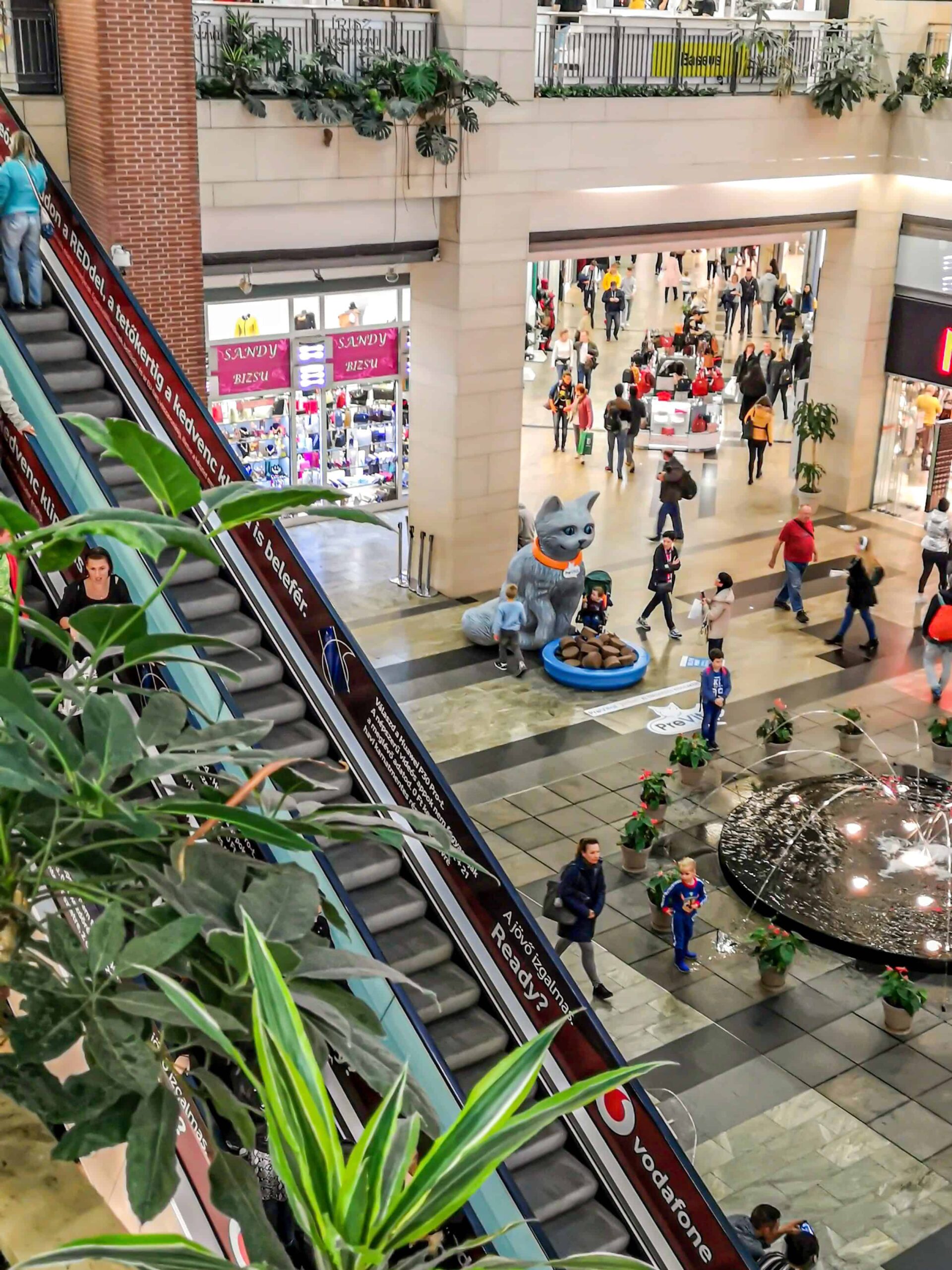 The busy and diverse food court area on the lower level of Westend shopping mall