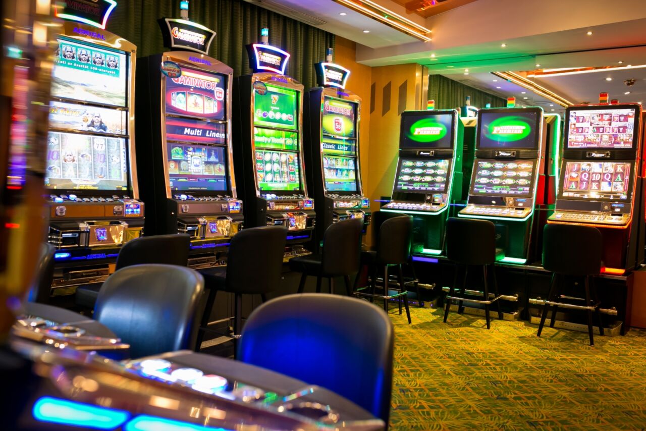 A well-stocked elegant bar located inside a casino