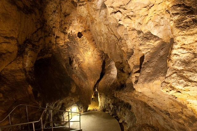 Steps descending into the Pálvölgyi Caves