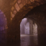 Smoke and light filled labyrinth under Buda Castle