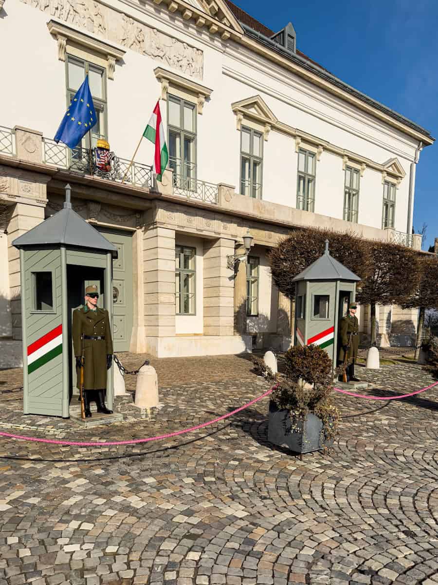 Two honor guards marching during the Changing of the Guards ceremony