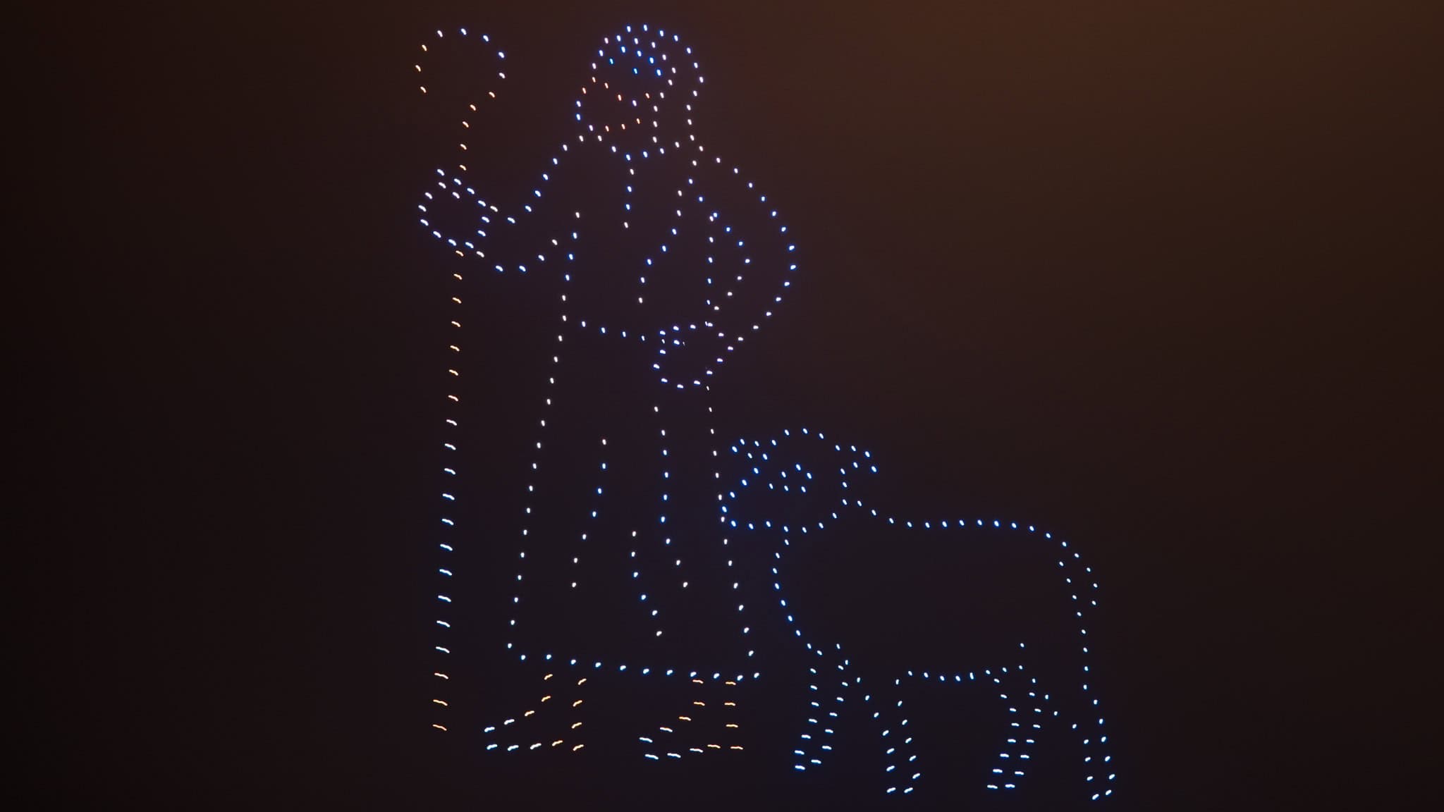 Shepherd and sheep drone art