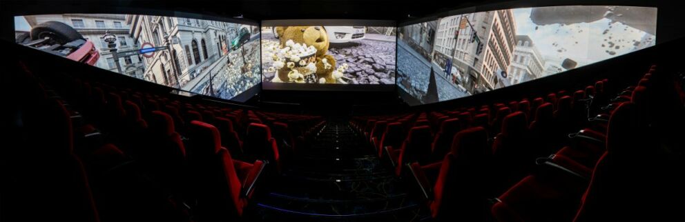 The specialized ScreenX panoramic theater at Cinema City Arena Mall