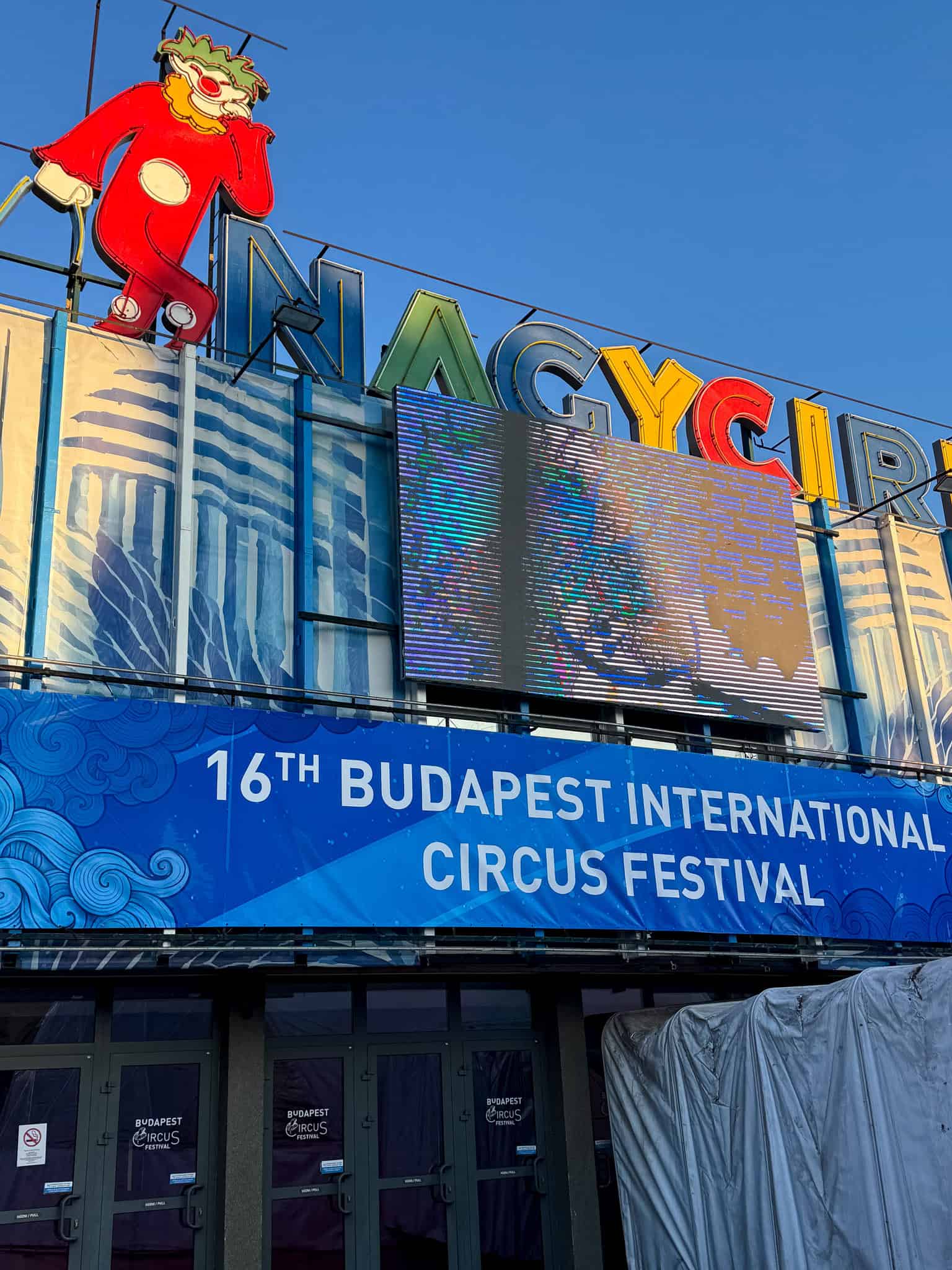 Neon sign promoting the 16th International Festival
