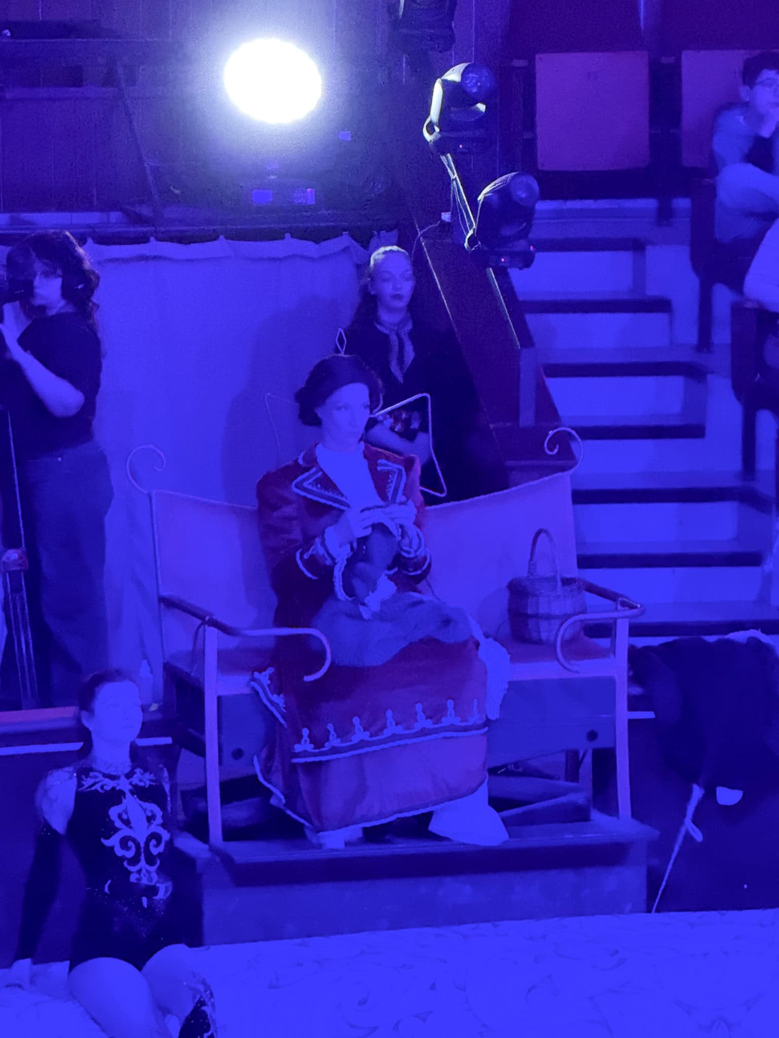 Blue atmospheric lighting in the arena