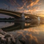 Margaret Bridge (Margit-híd) in Budapest by sunset