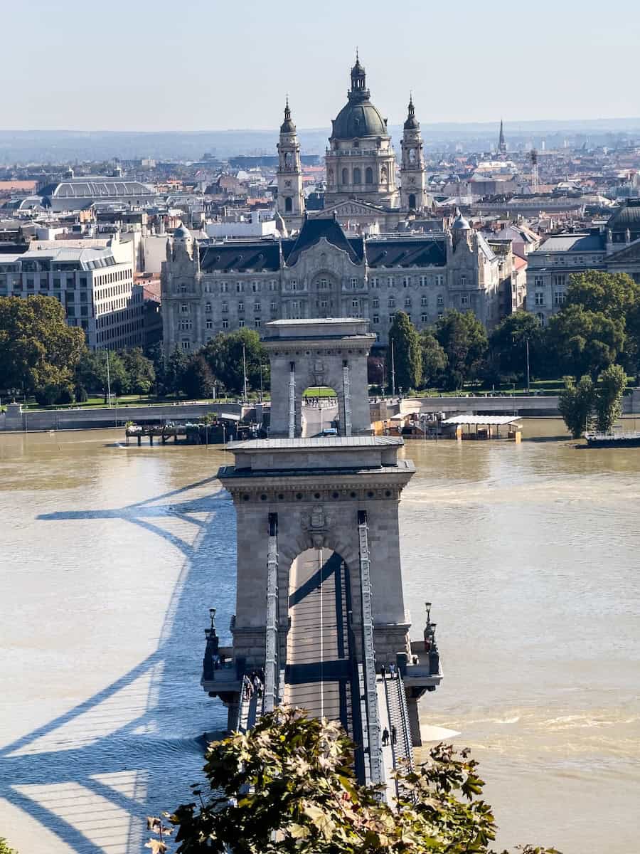 The Danube River and Chain Bridge viewed from above