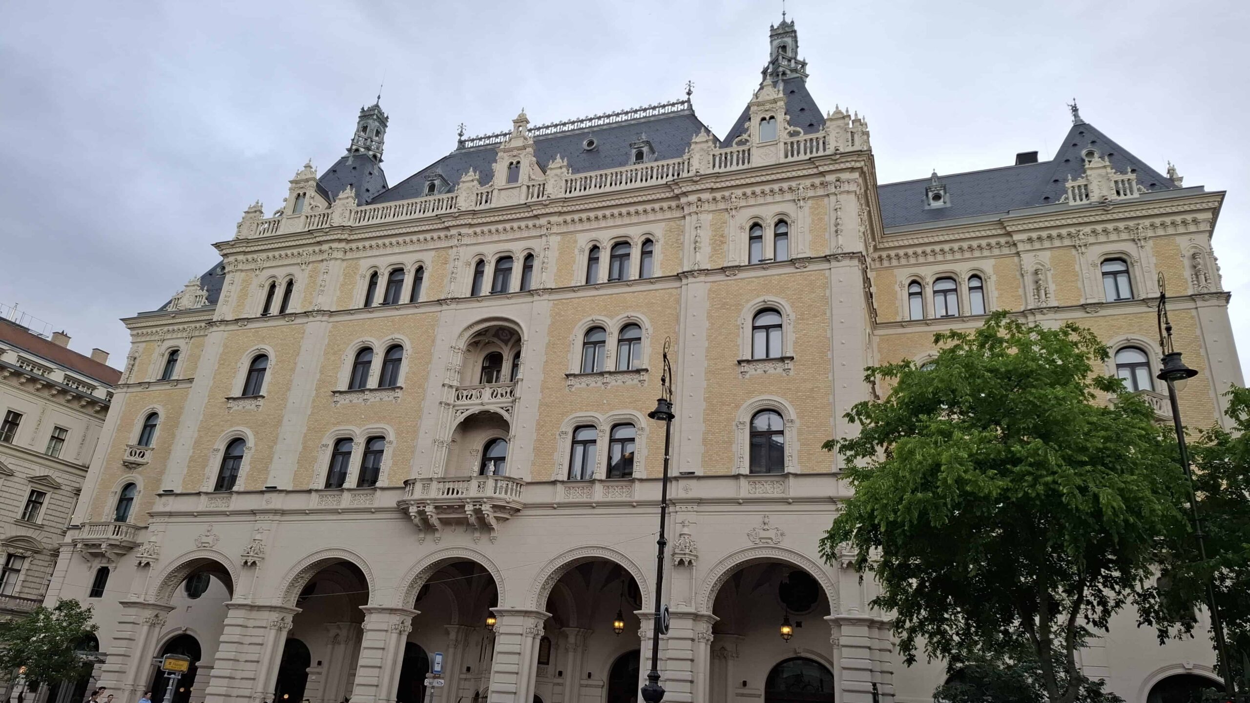 The beautiful Neo-Renaissance facade of the Drechsler Palace on Andrássy Avenue