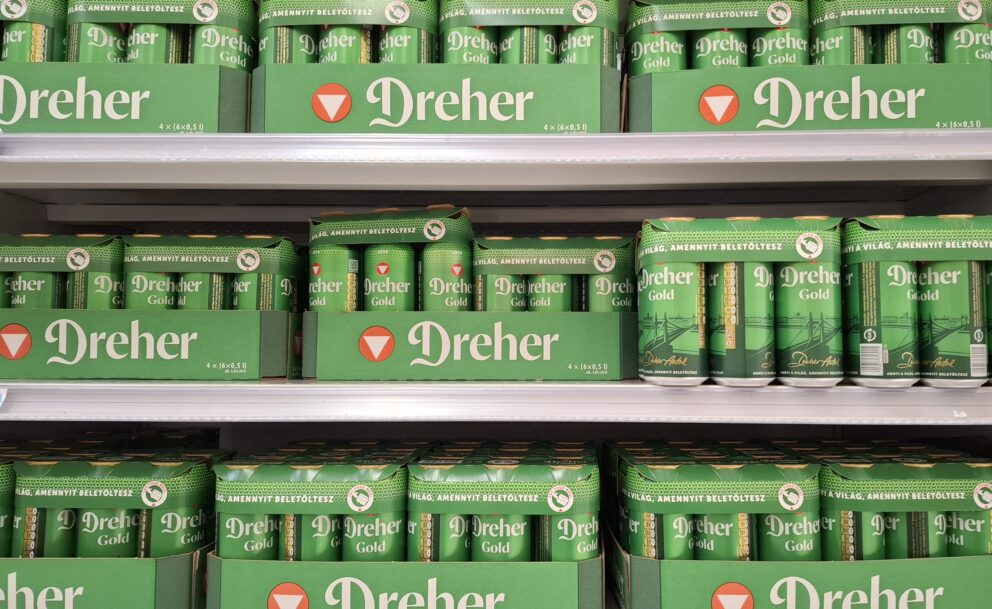 A cold, condensation-covered bottle of Dreher Classic premium lager