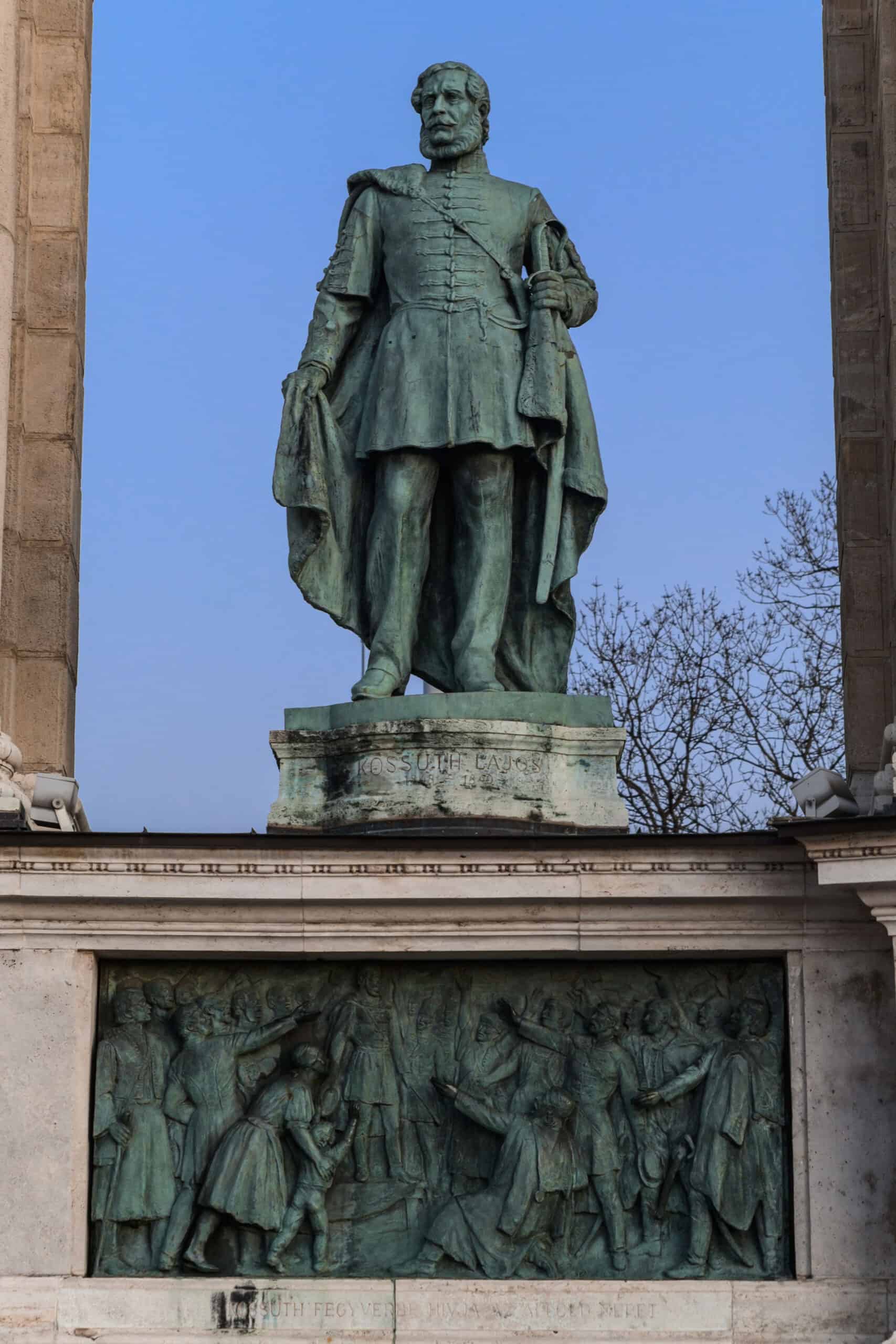 The stoic statue of Ferenc Deák resting his hand on a stack of legal books