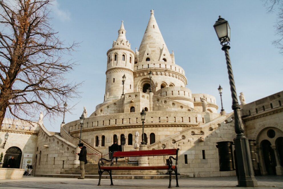 A stunning view of the Fisherman's Bastion towers from above