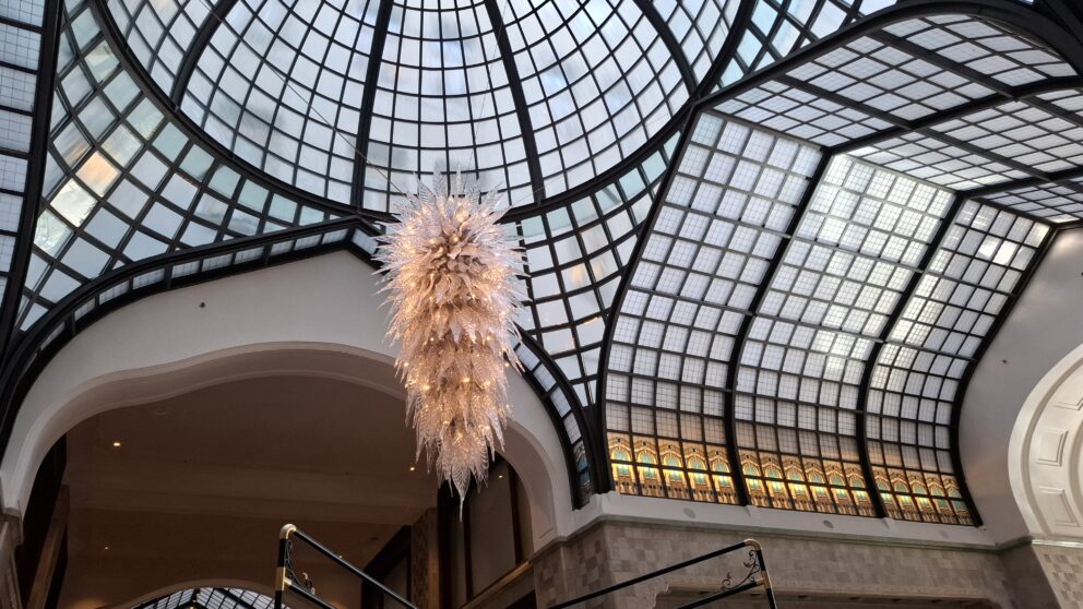 A bright, opulent luxury suite interior inside the Four Seasons Budapest