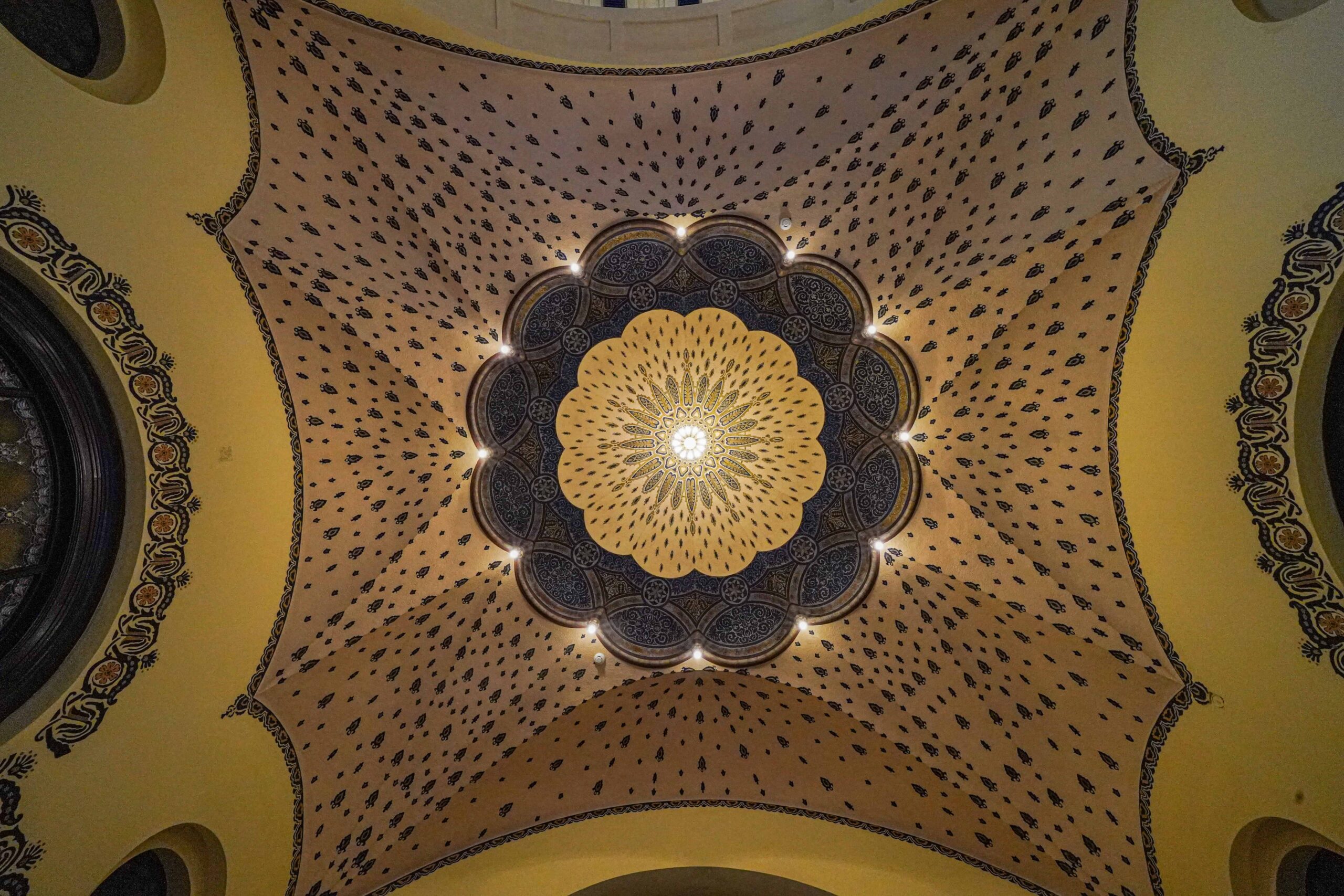 The spectacular, highly ornate Art Nouveau entry lobby of the Gellért Bath