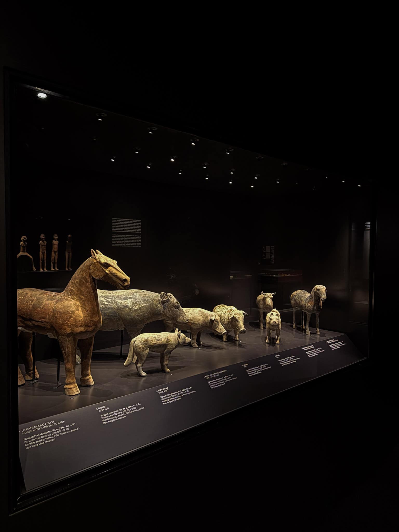 Small pottery figures of domestic animals from the Han Dynasty