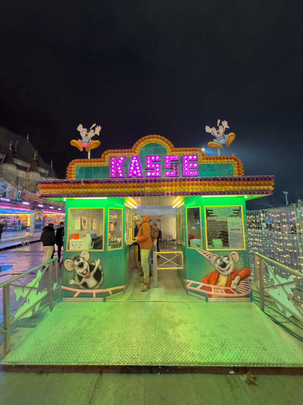The official printed price board for tokens and wristbands at the ticket booth