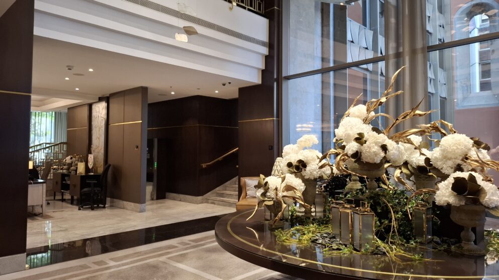 The absolutely spectacular panoramic view of the Danube River seen directly from a guest room window