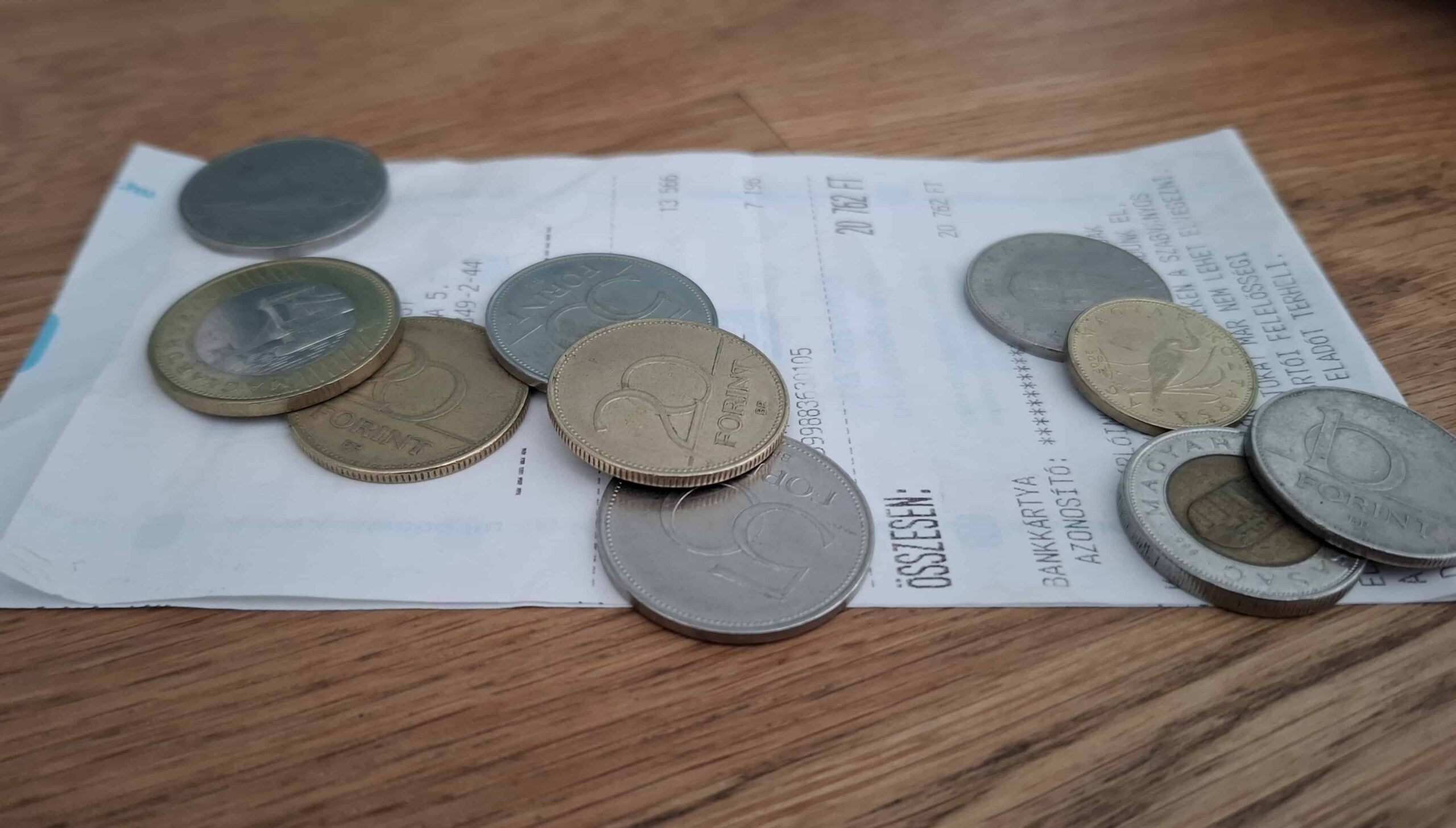 A pile of Hungarian Forint coins used for tipping